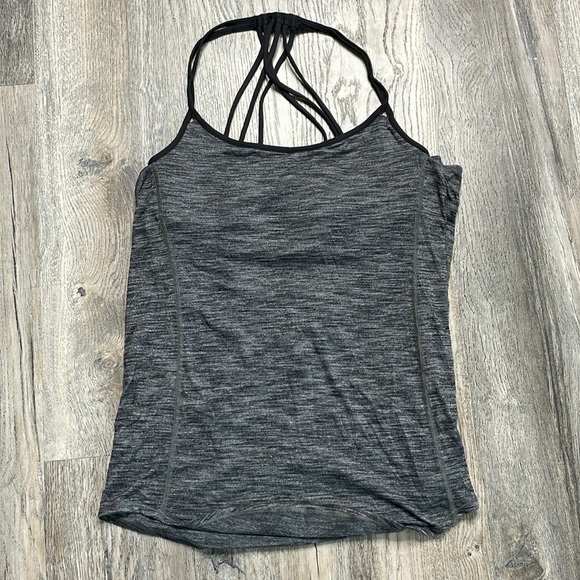 LuluLemon athletica Women’s Lighten UpCharcoal Grey Black Tank Built in Bra sz 6 - Picture 6 of 10